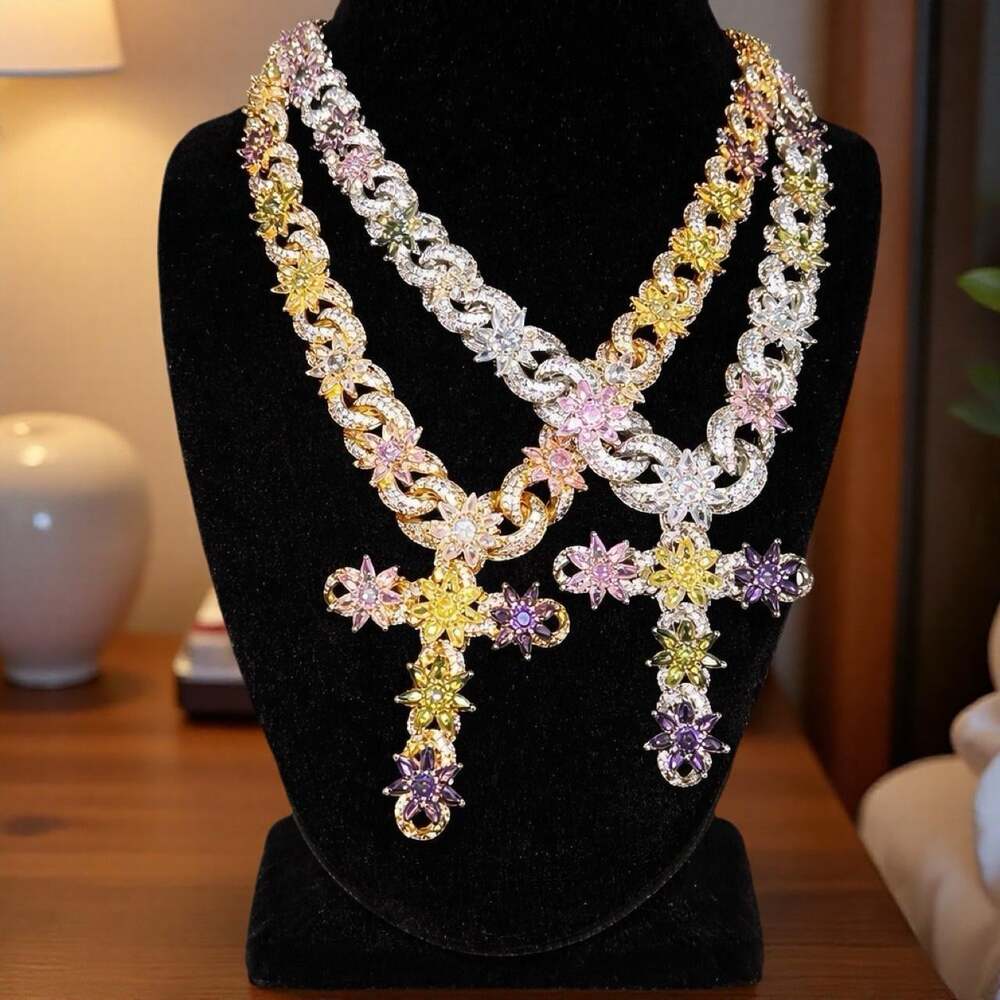 Multi-Colored Cross Necklace | Silver or Gold | 18” or 20”